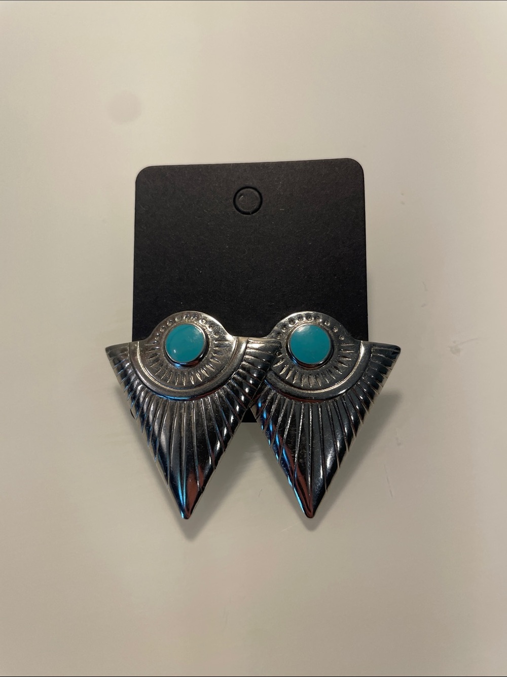 Silver-Tone Turquoise Arrowhead Statement Earrings